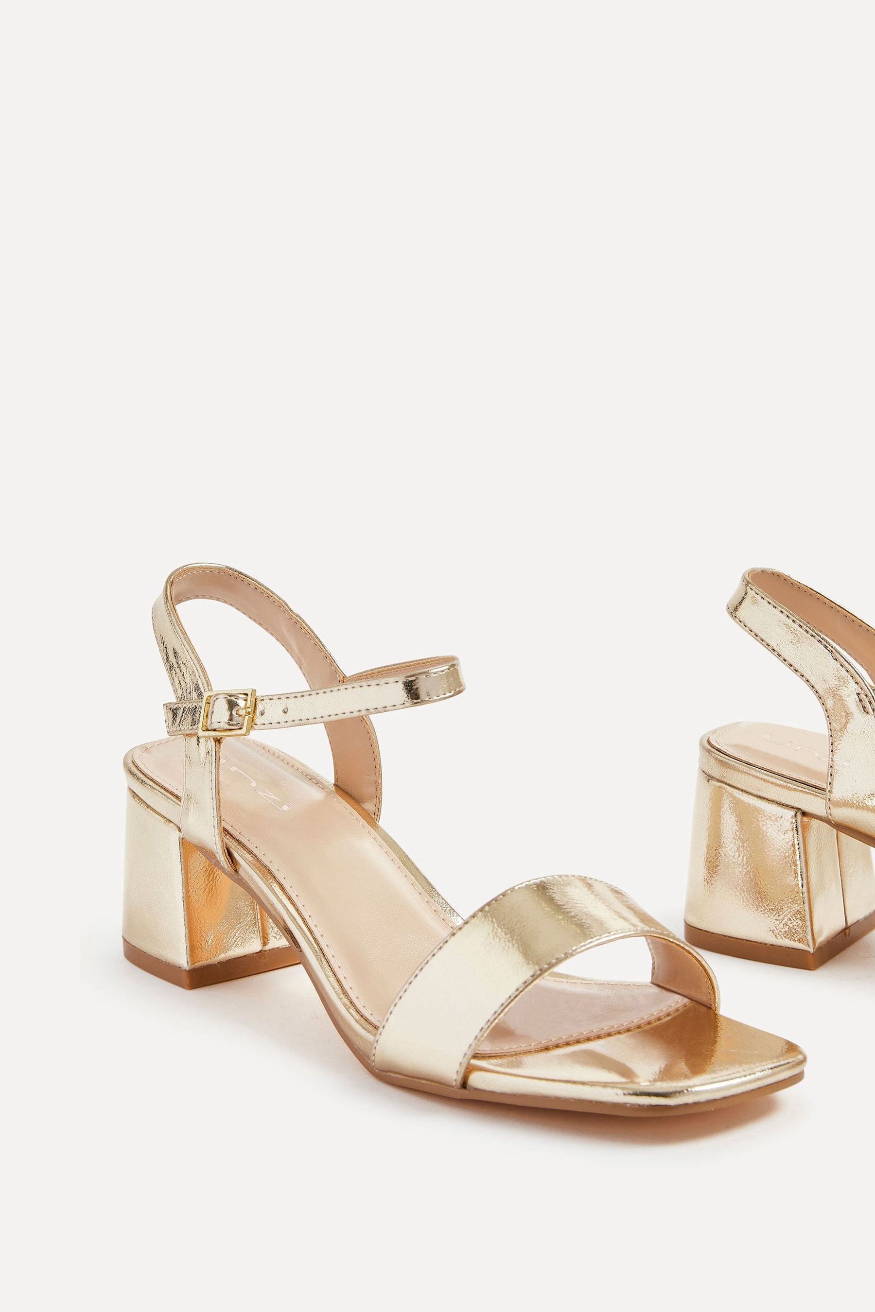 Rose gold barely there block heels online