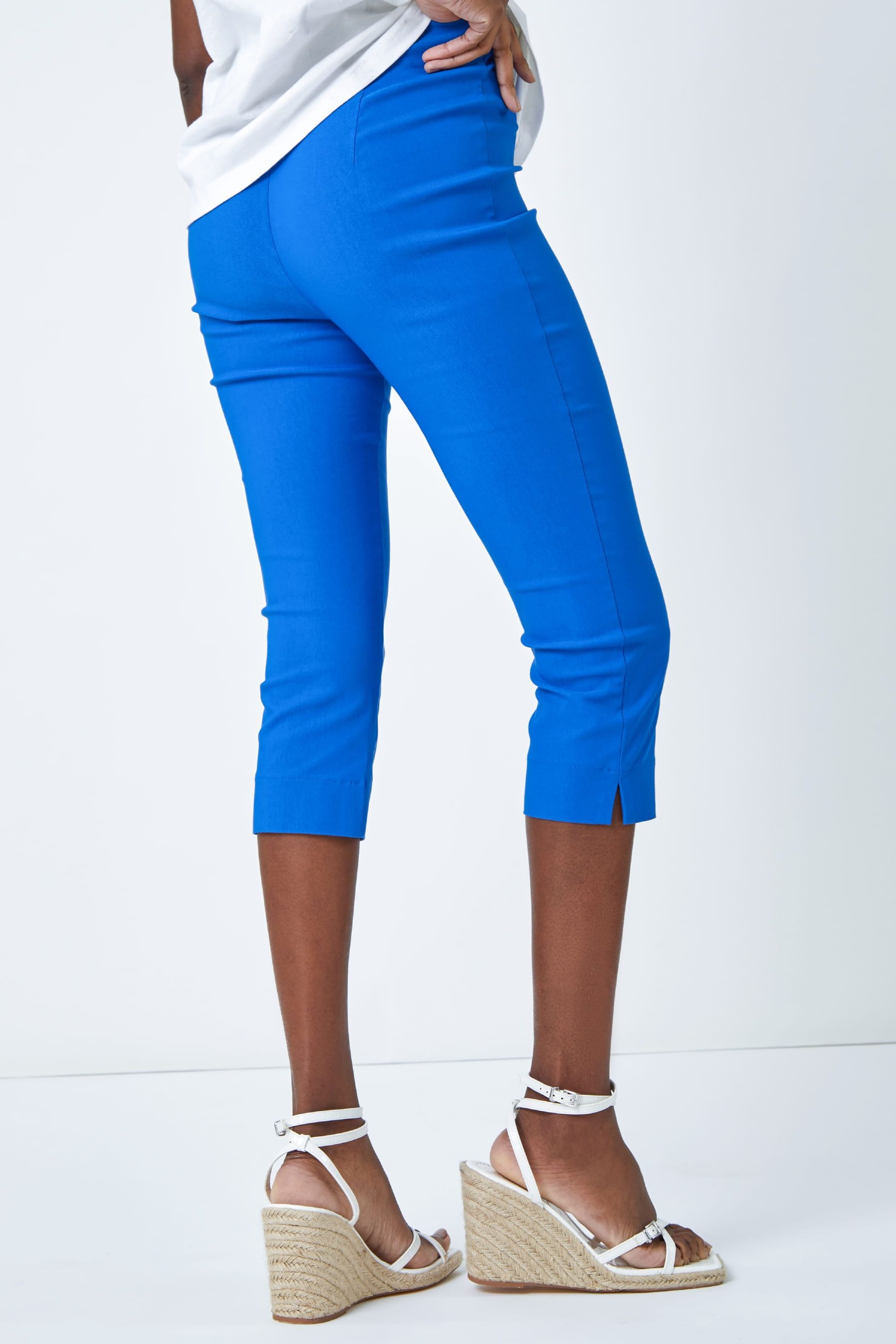 Roman Navy Blue Cropped Stretch Capri Trousers
