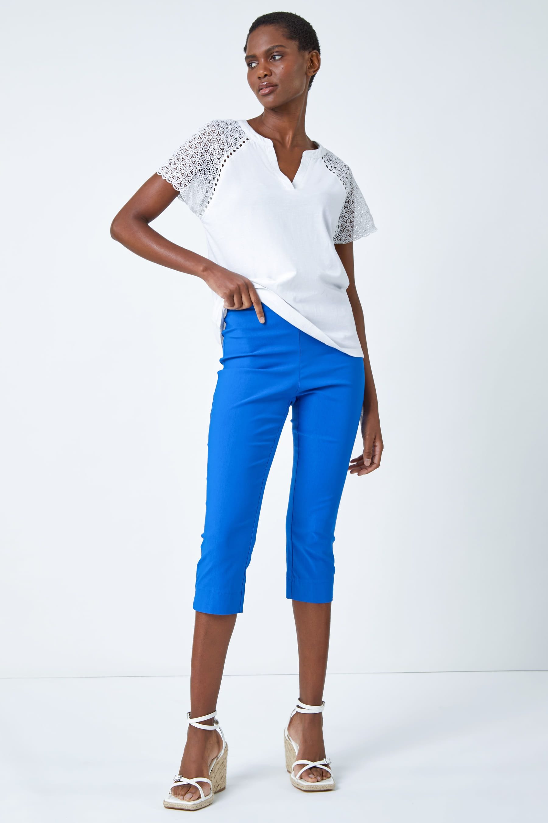 Buy Roman Navy Blue Cropped Stretch Capri Trousers from the Next UK online shop