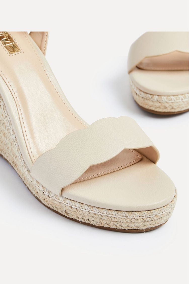 Linzi Cream Italy Rope Platform Wedges With Scalloped Edging - Image 5 of 5