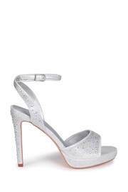 Linzi Silver Roulie Diamante Platform Stiletto Heeled Sandals - Image 2 of 4