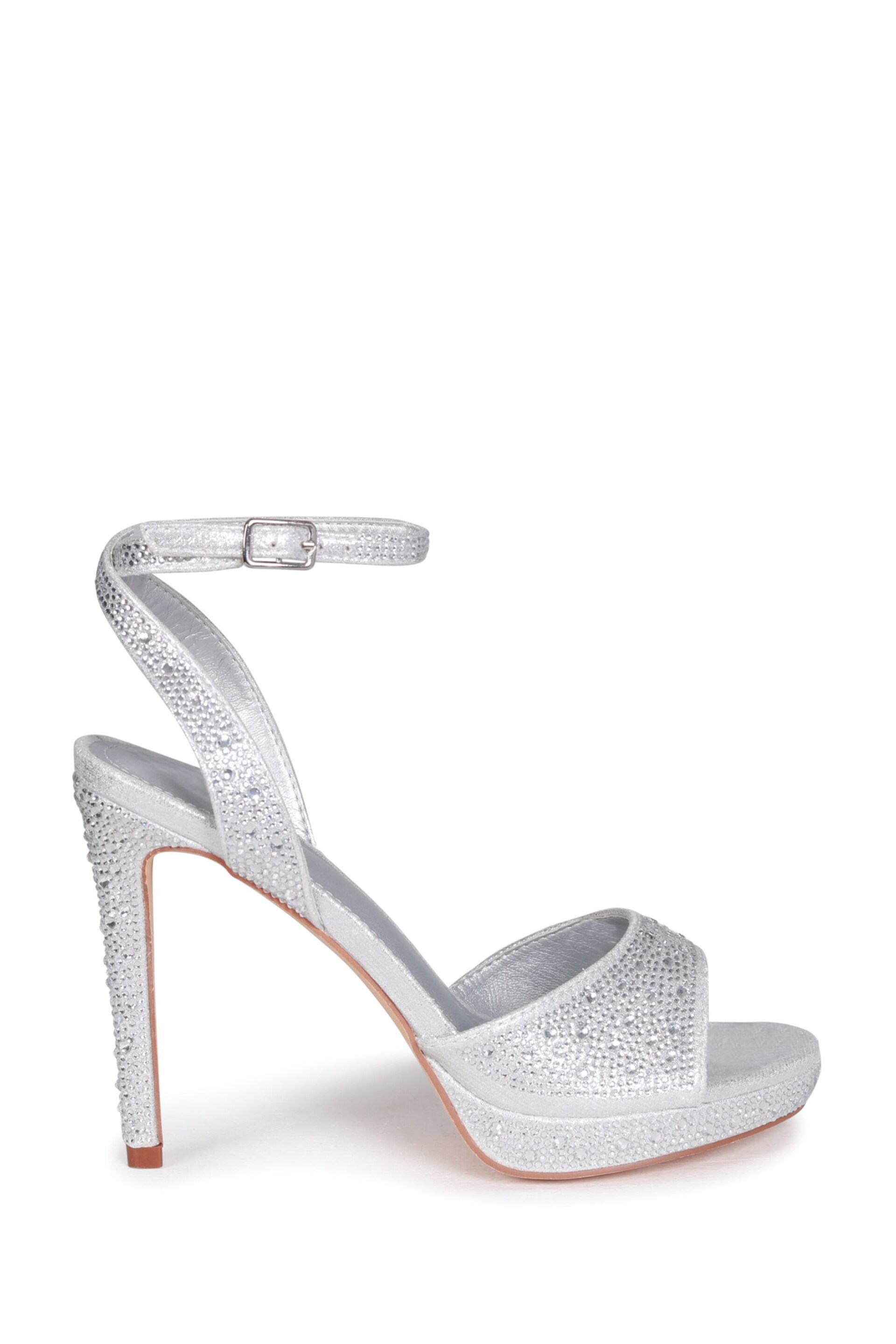 Linzi Silver Roulie Diamante Platform Stiletto Heeled Sandals - Image 2 of 4
