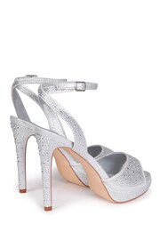 Linzi Silver Roulie Diamante Platform Stiletto Heeled Sandals - Image 4 of 4