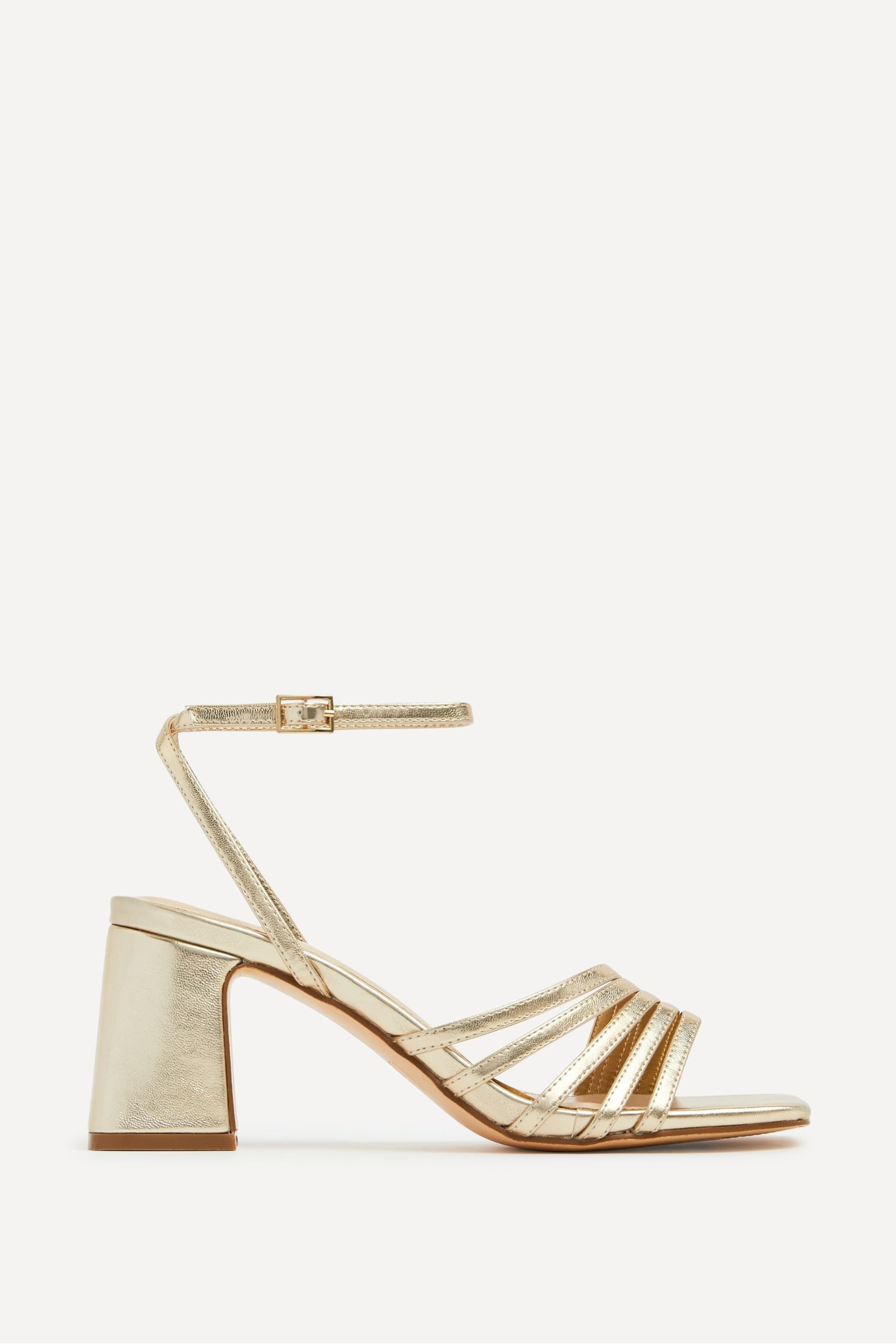 Linzi Gold Aronia Strappy Heeled Sandals With Block Heel - Image 2 of 5