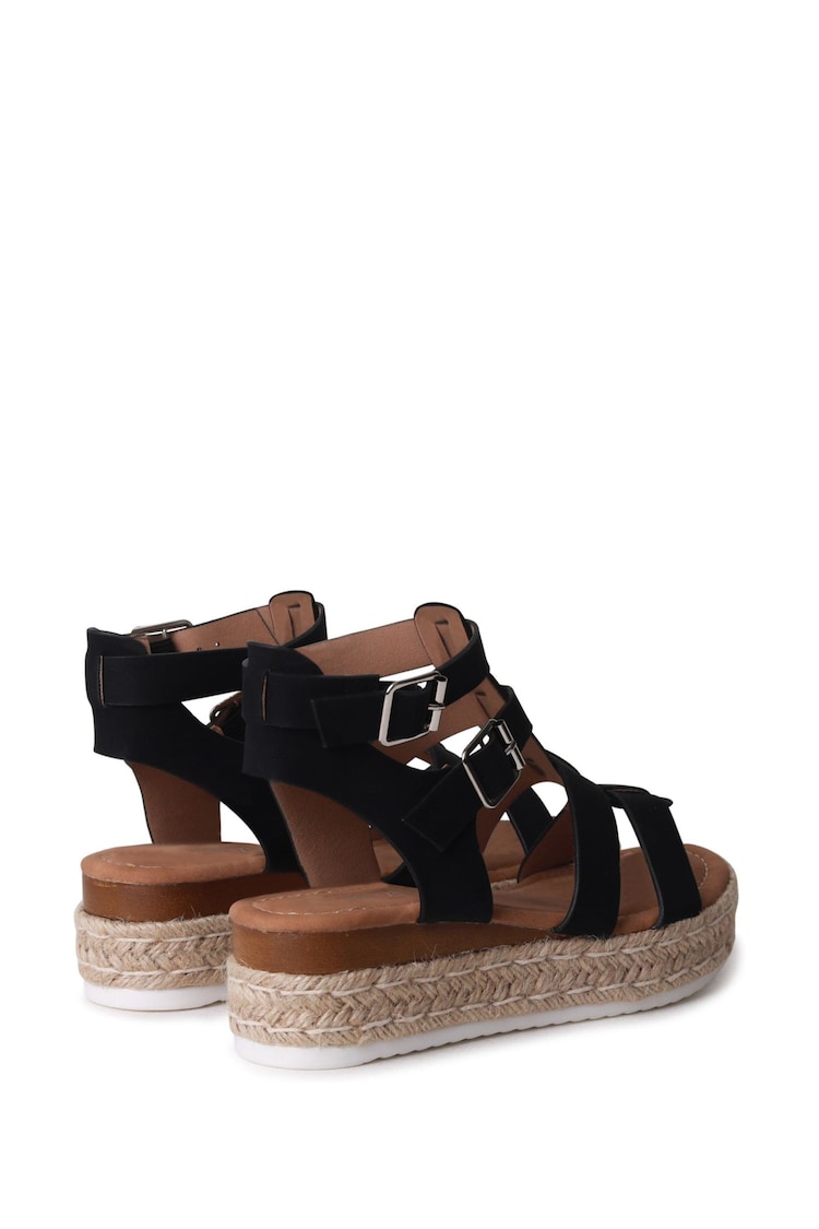 Linzi Black Kenzi Nubuck Gladiator Espadrille Platform Wedges - Image 4 of 4