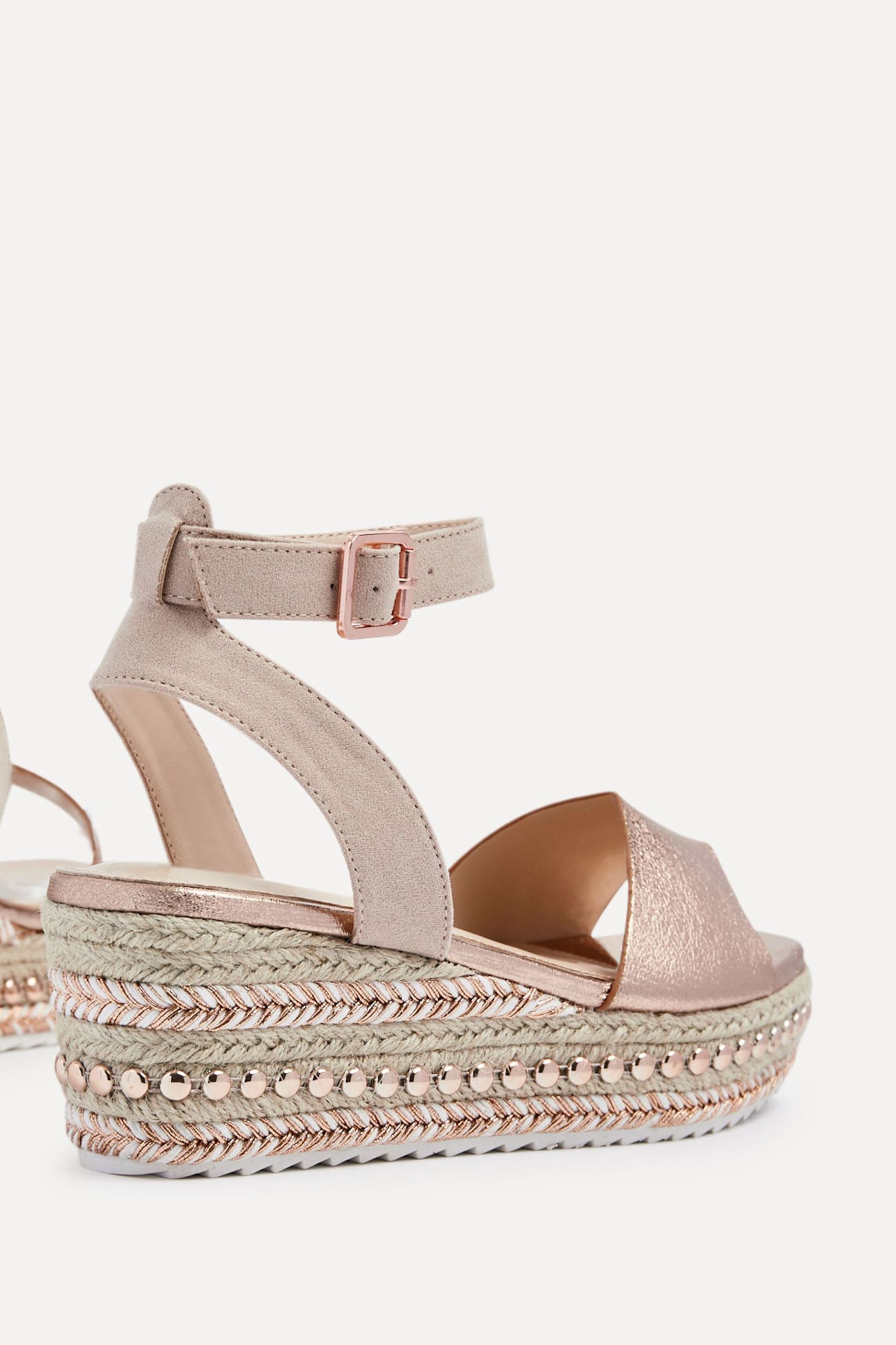 Linzi Gold Disco Espadrille Inspired Wedges With Trim Detail - Image 5 of 5