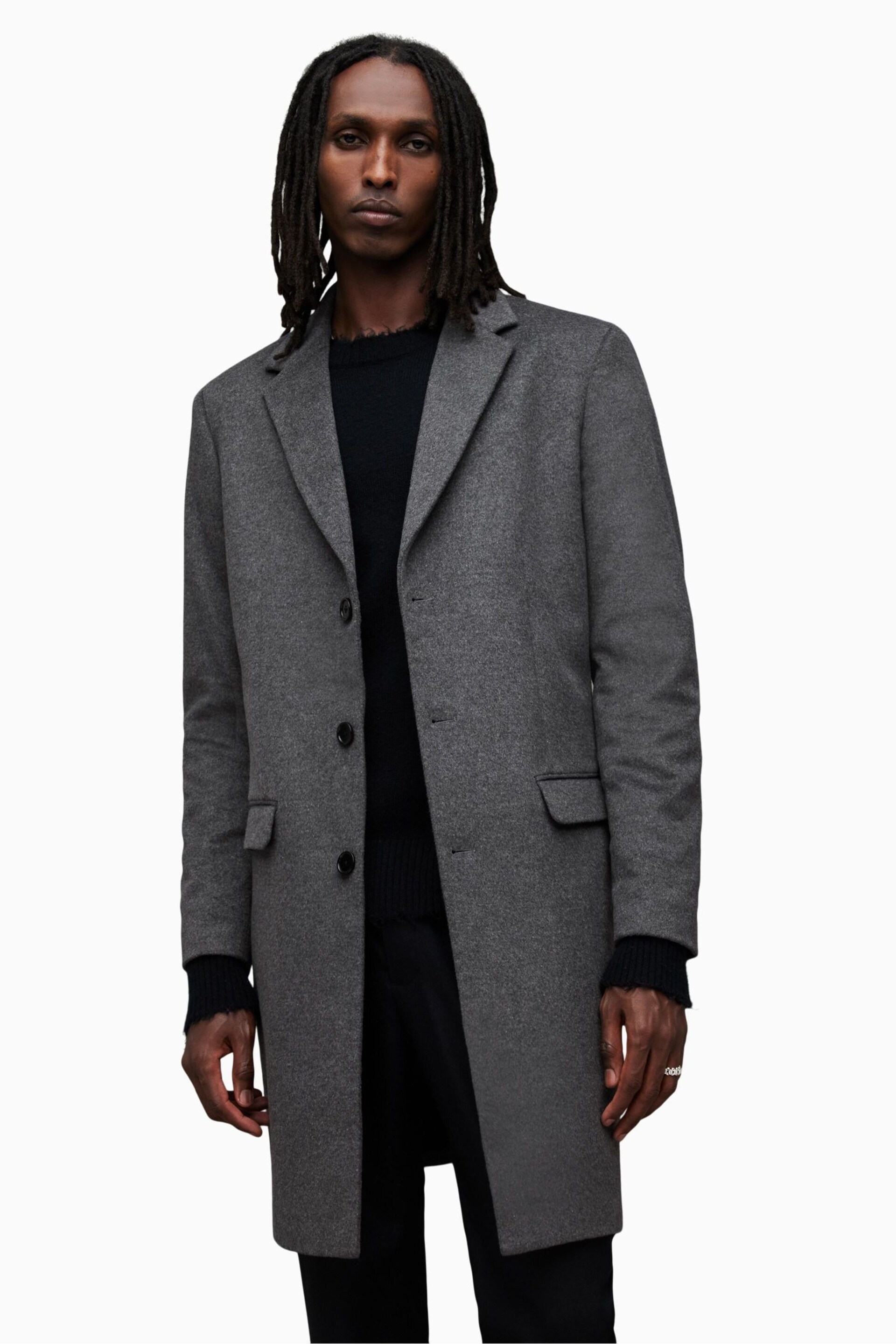 AllSaints Grey Hal Coat - Image 1 of 10