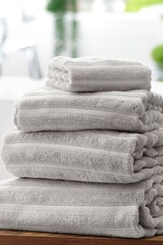 Greige Ribbed Towel 100% Cotton - Image 1 of 6