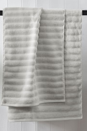 Greige Ribbed Towel 100% Cotton - Image 2 of 6