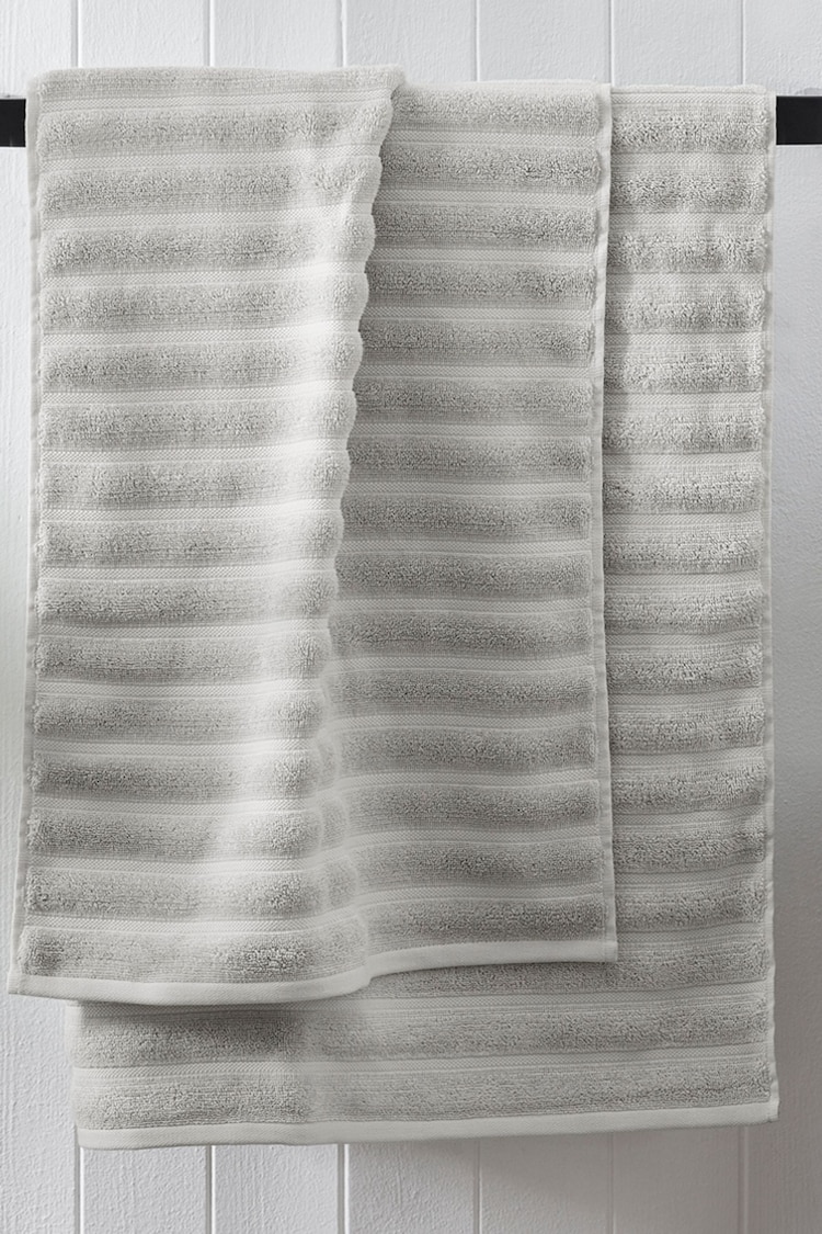 Greige Ribbed Towel with 100% Cotton - Image 2 of 6