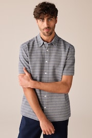 Blue Textured Short Sleeve Shirt - Image 3 of 7
