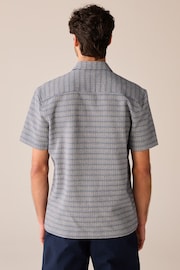 Blue Textured Short Sleeve Shirt - Image 4 of 7