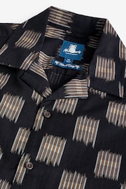 Black Printed Short Sleeve Shirt With Cuban Collar - Image 3 of 5