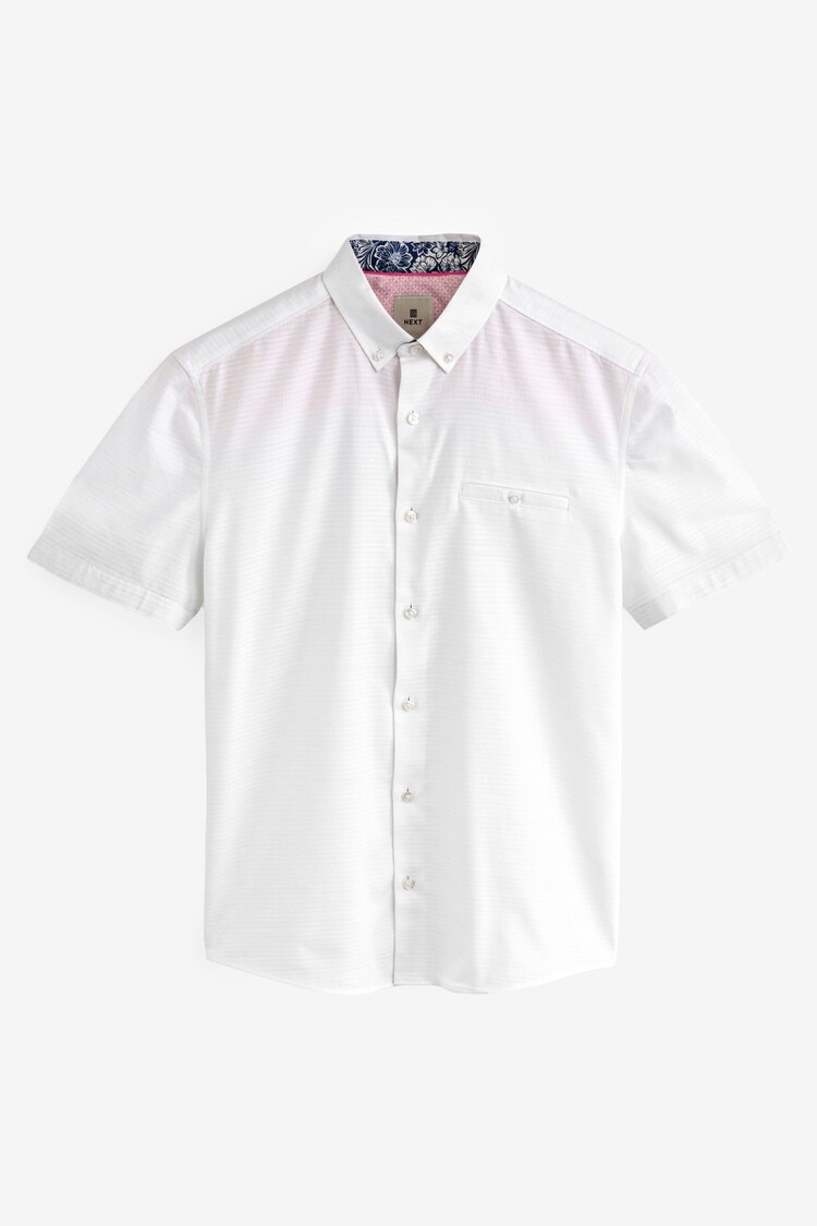White Textured Trimmed Short Sleeve Shirt - Image 8 of 10