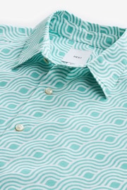 Green Linen Blend Printed Short Sleeve Shirt - Image 7 of 8