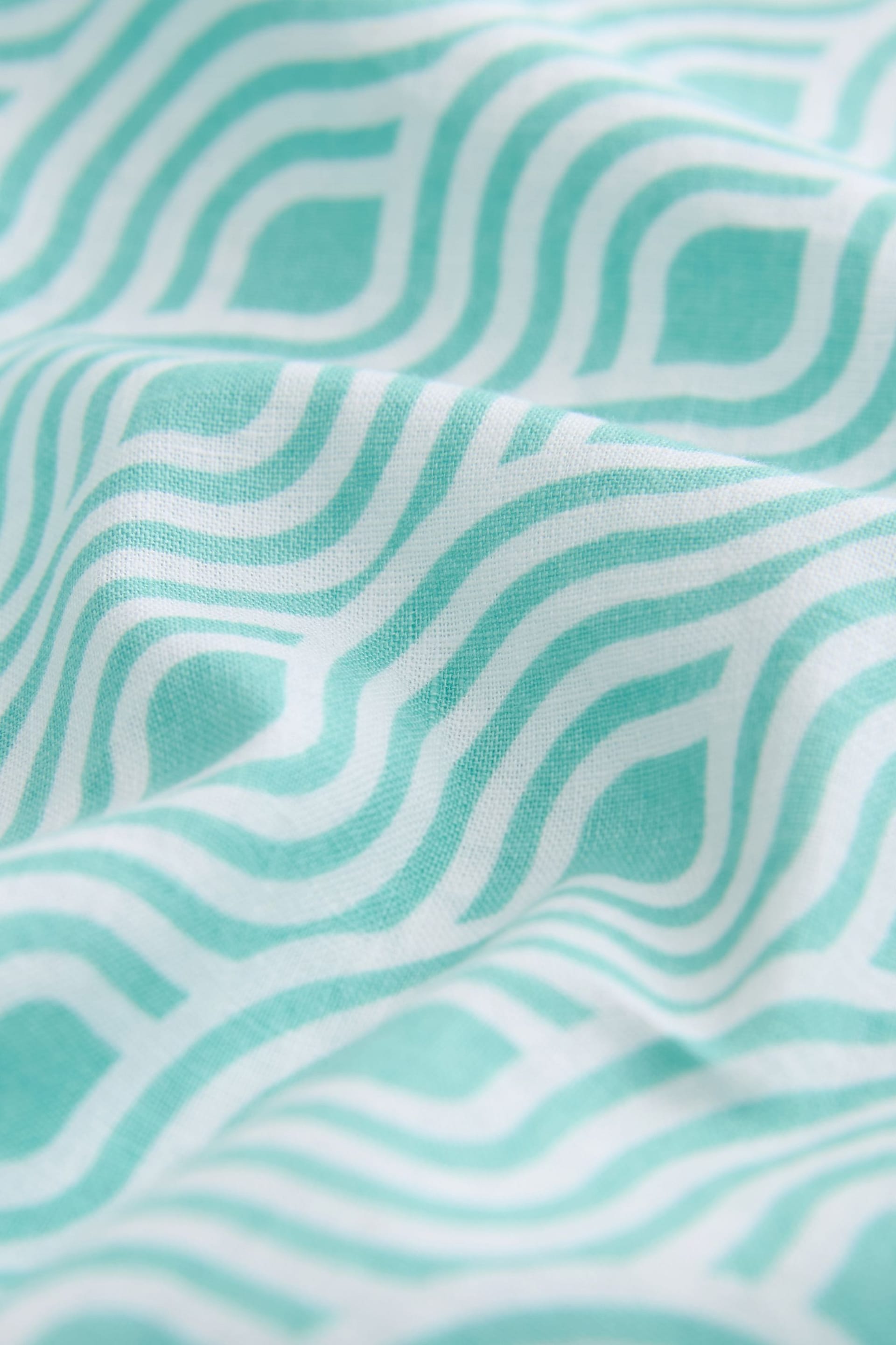 Green Linen Blend Printed Short Sleeve Shirt - Image 8 of 8