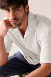 White Textured Short Sleeve Cuban Collar Shirt - Image 1 of 8