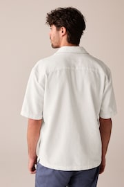 White Textured Short Sleeve Cuban Collar Shirt - Image 3 of 8