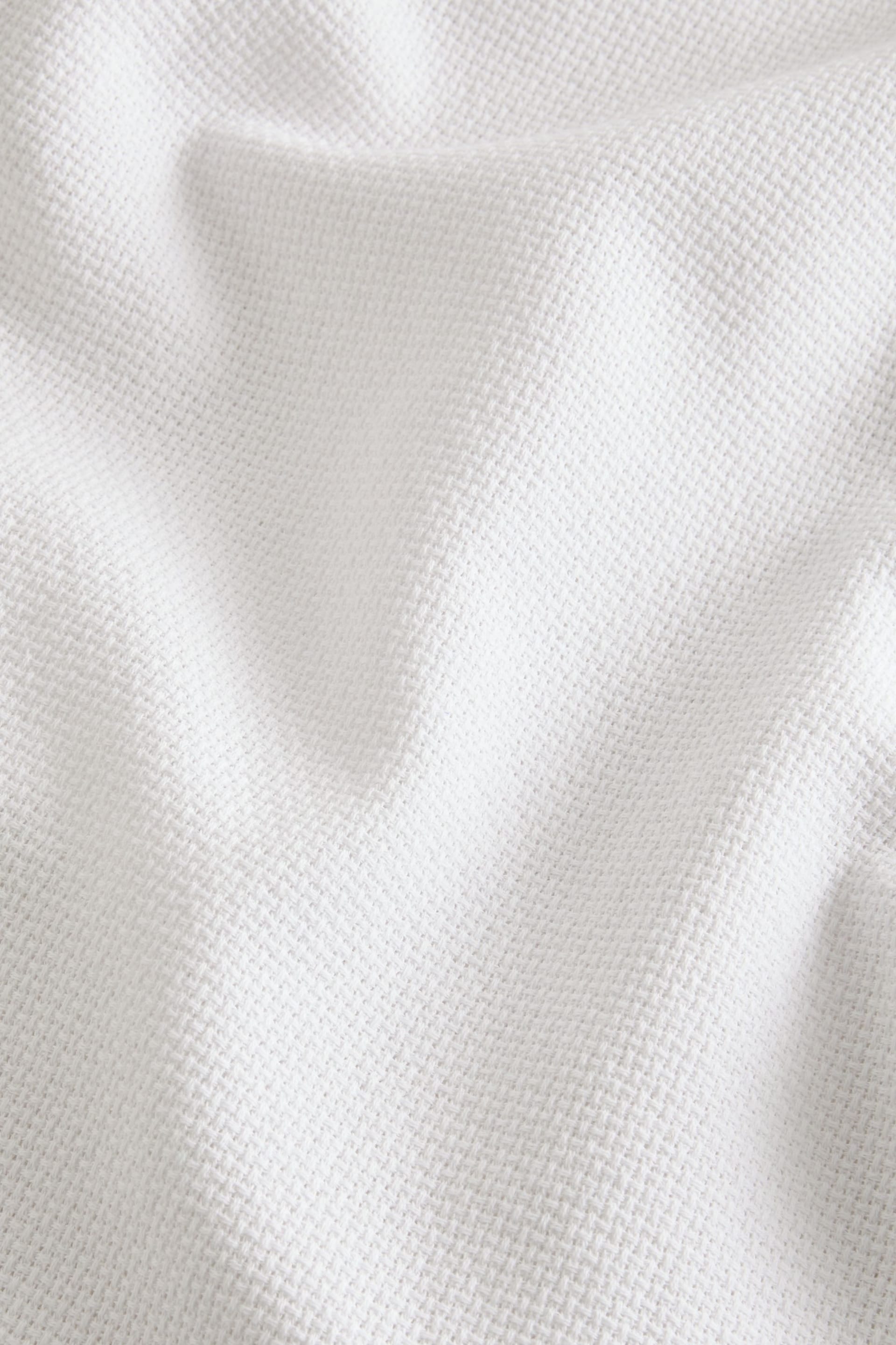 White Textured Short Sleeve Cuban Collar Shirt - Image 8 of 8