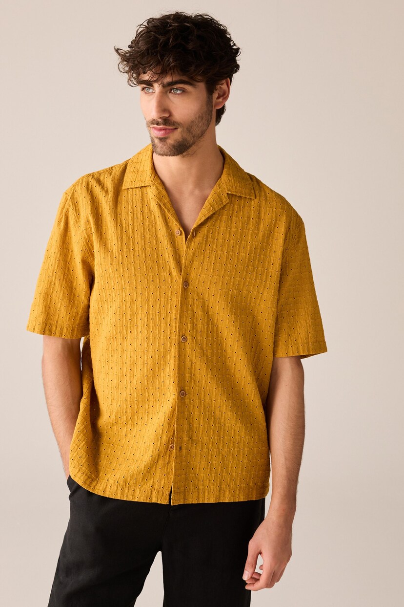 Yellow Broderie Short Sleeve Shirt - Image 4 of 8