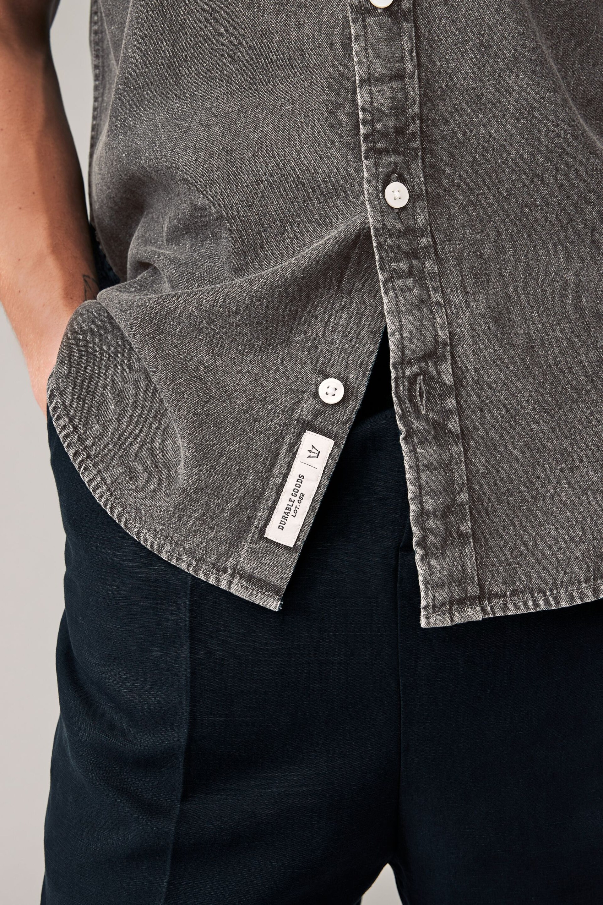 Grey Denim Short Sleeve Shirt - Image 5 of 8