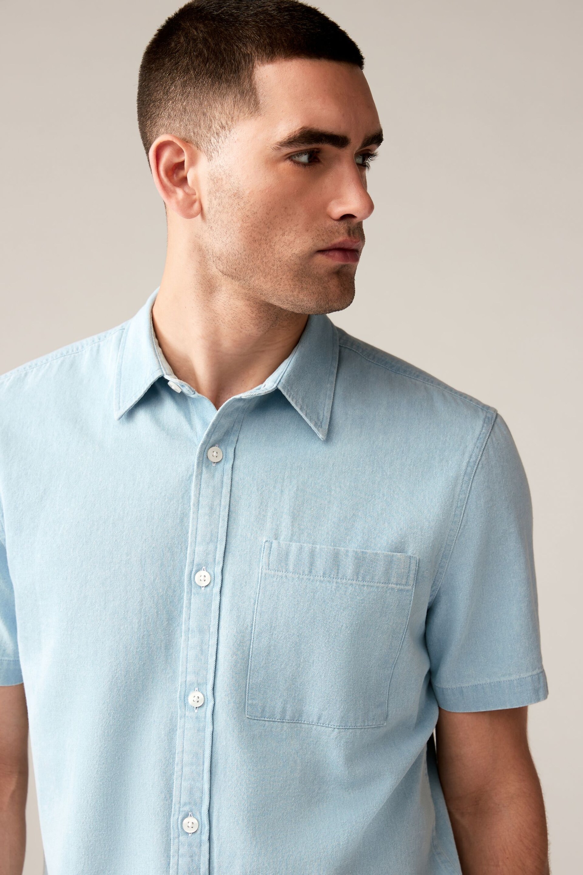 Blue Denim Short Sleeve Shirt - Image 4 of 8