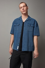 Blue Denim Twin Pocket Short Sleeve Shirt - Image 1 of 8