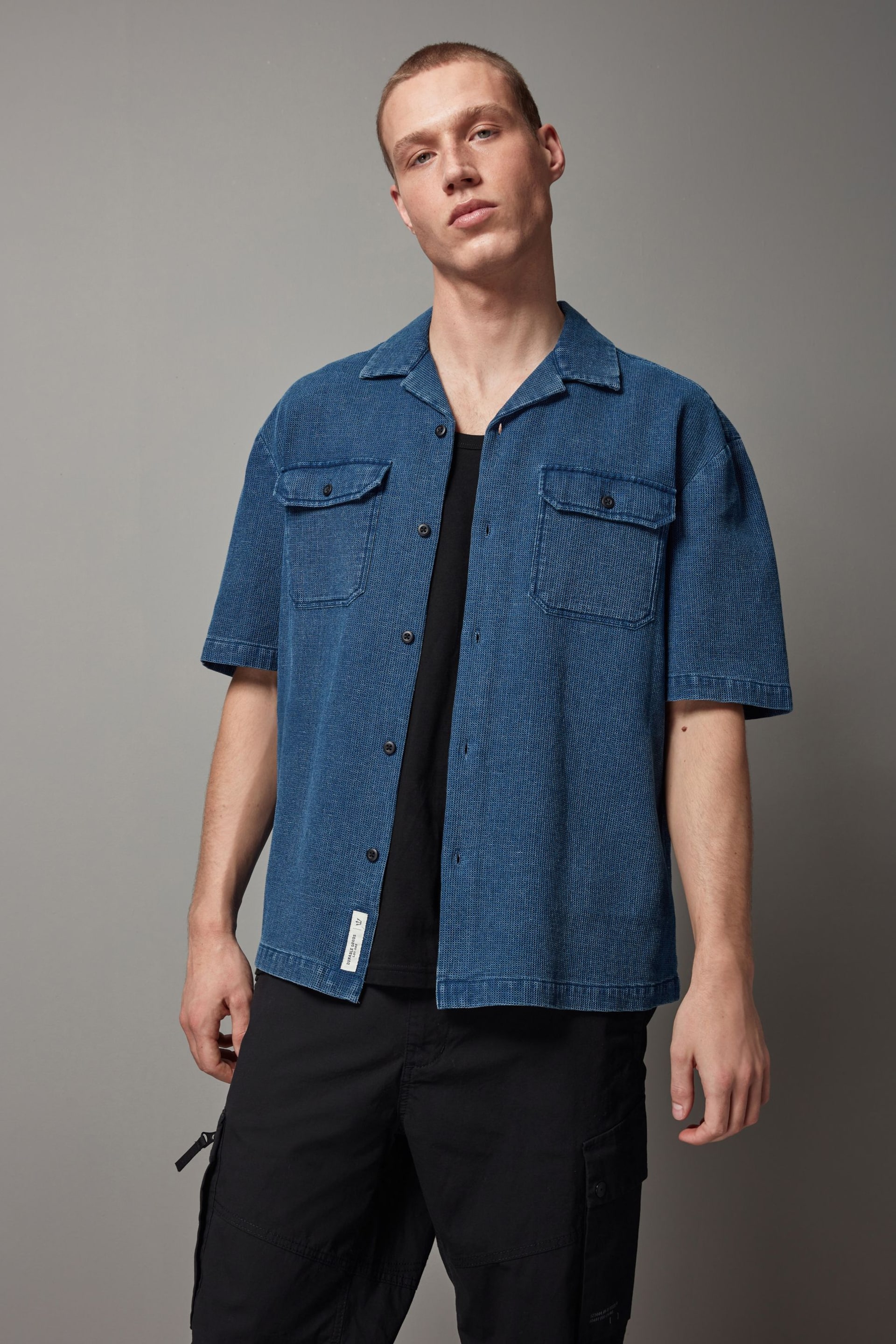 Blue Denim Twin Pocket Short Sleeve Shirt - Image 1 of 3