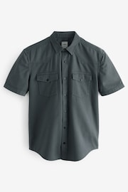 Grey Textured Short Sleeve Western Shirt - Image 5 of 7