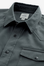 Grey Textured Short Sleeve Western Shirt - Image 6 of 7