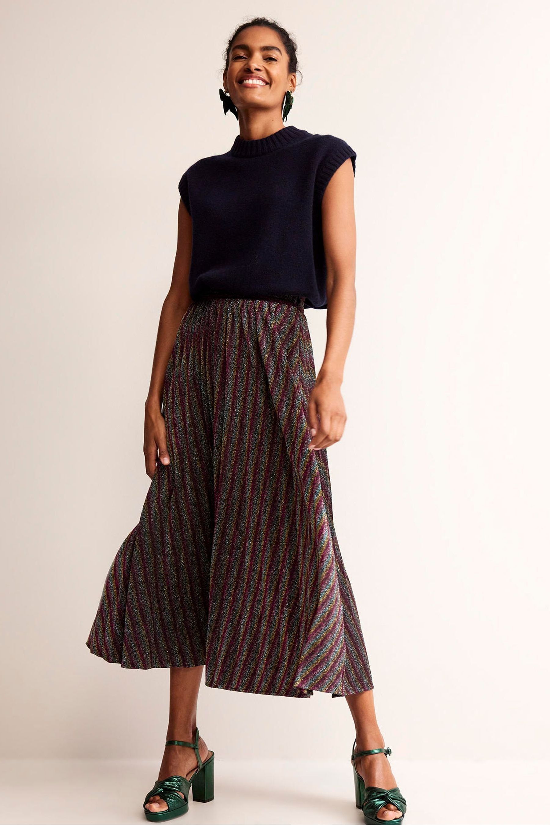 Metallic jersey pleated skirt deals