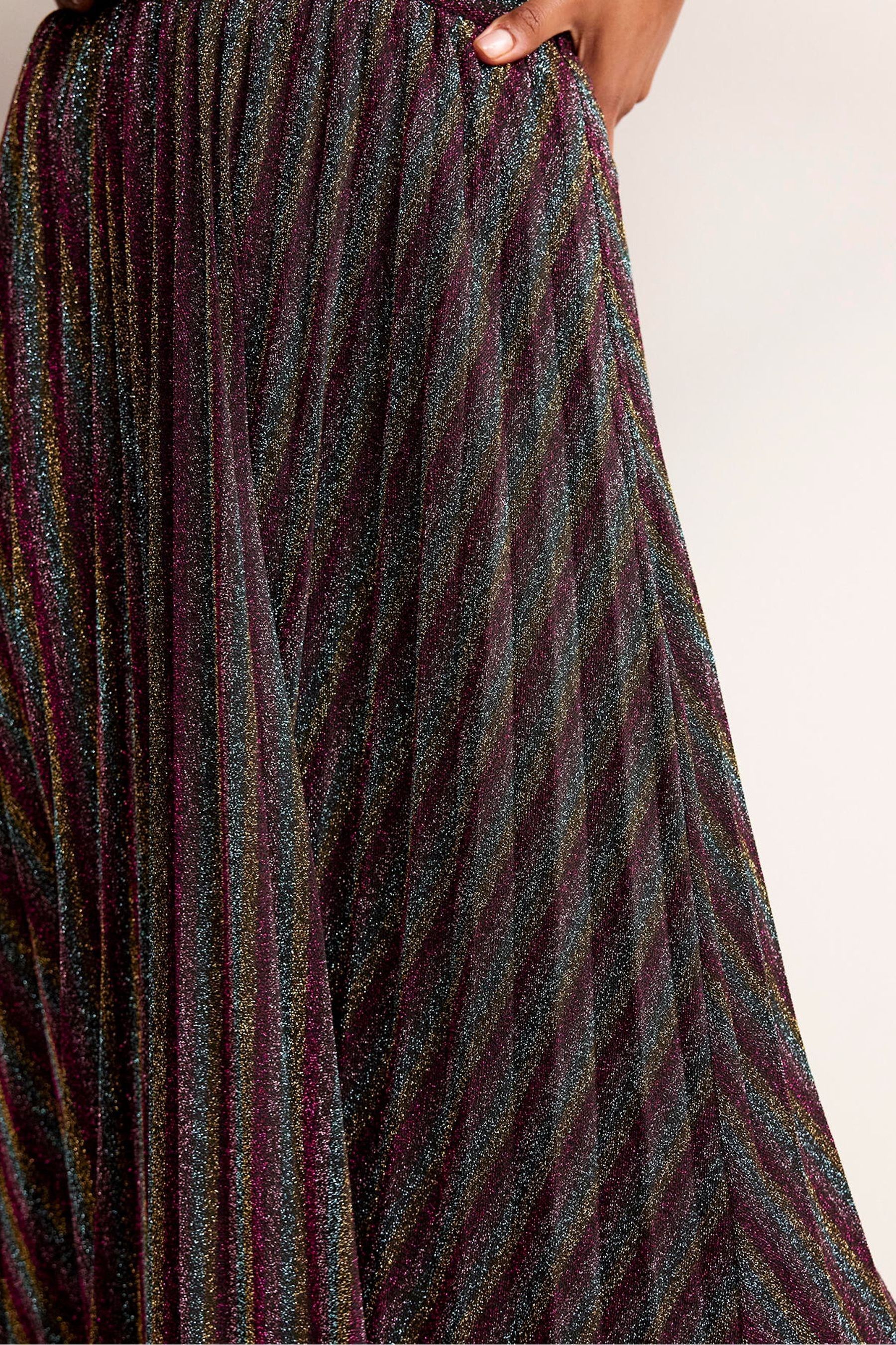 Metallic jersey pleated skirt shop