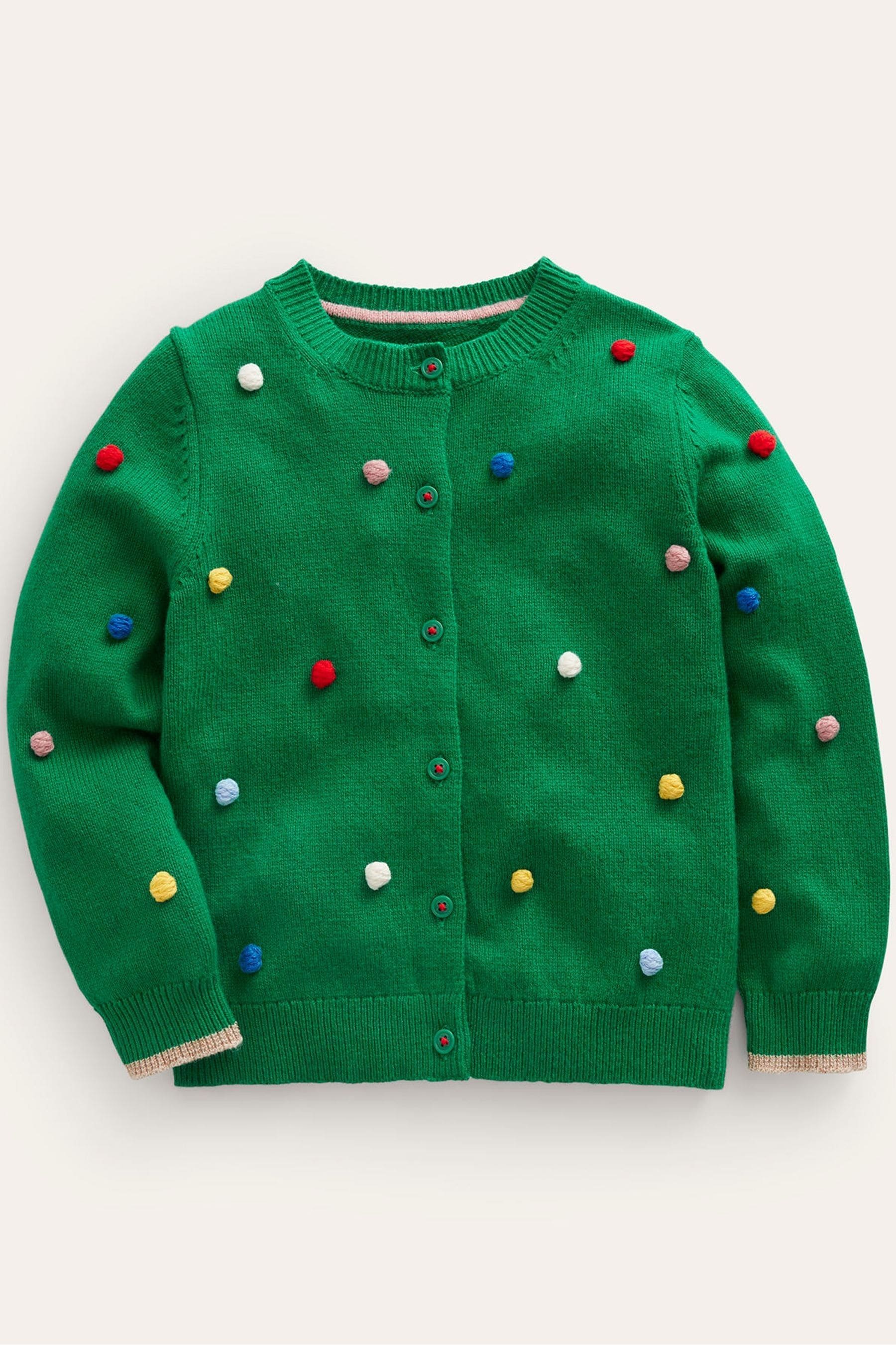 Buy Boden Green Christmas Pom Pom Cardigan from Next Luxembourg