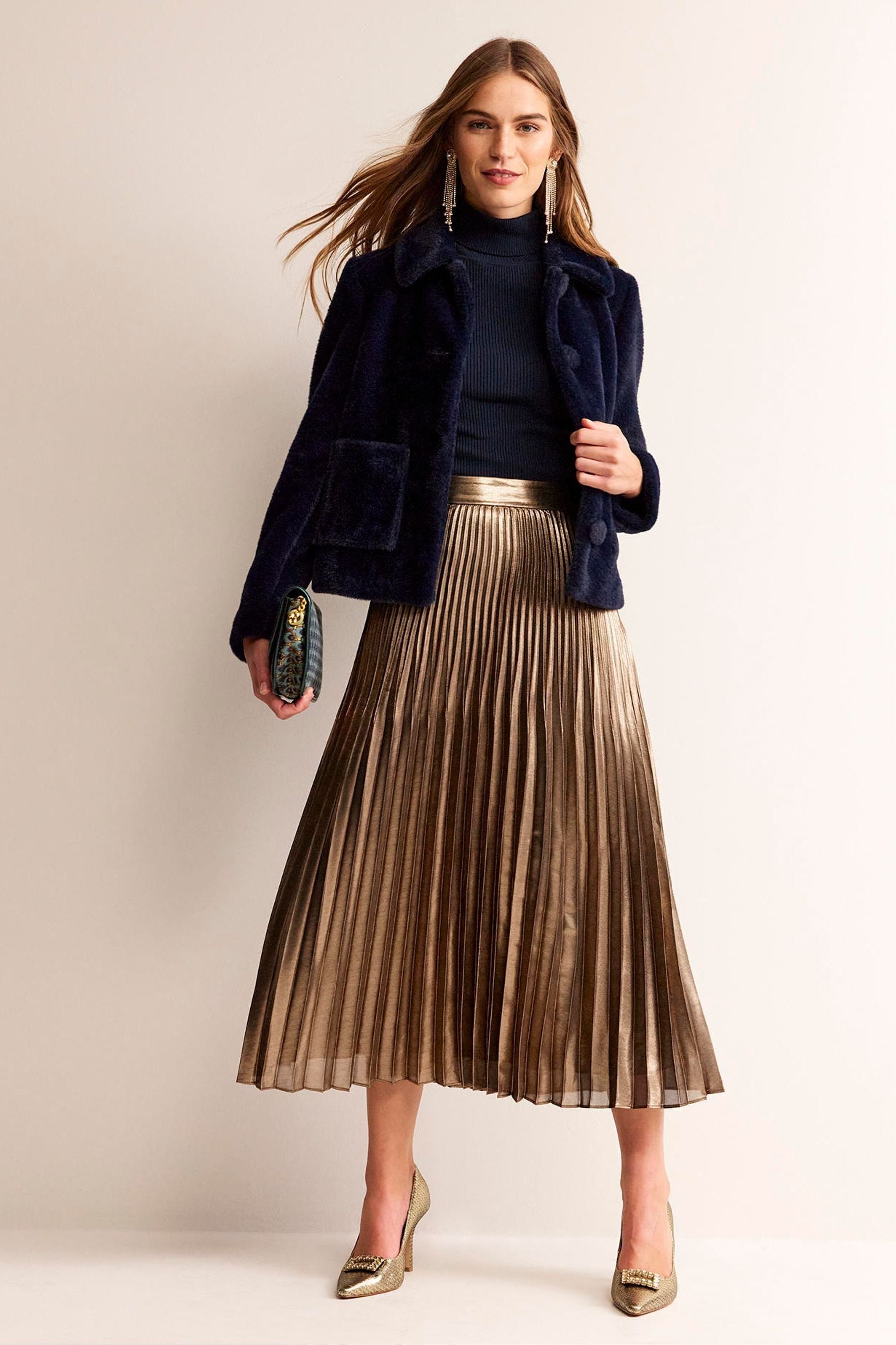 Gold metallic skirt uk shop