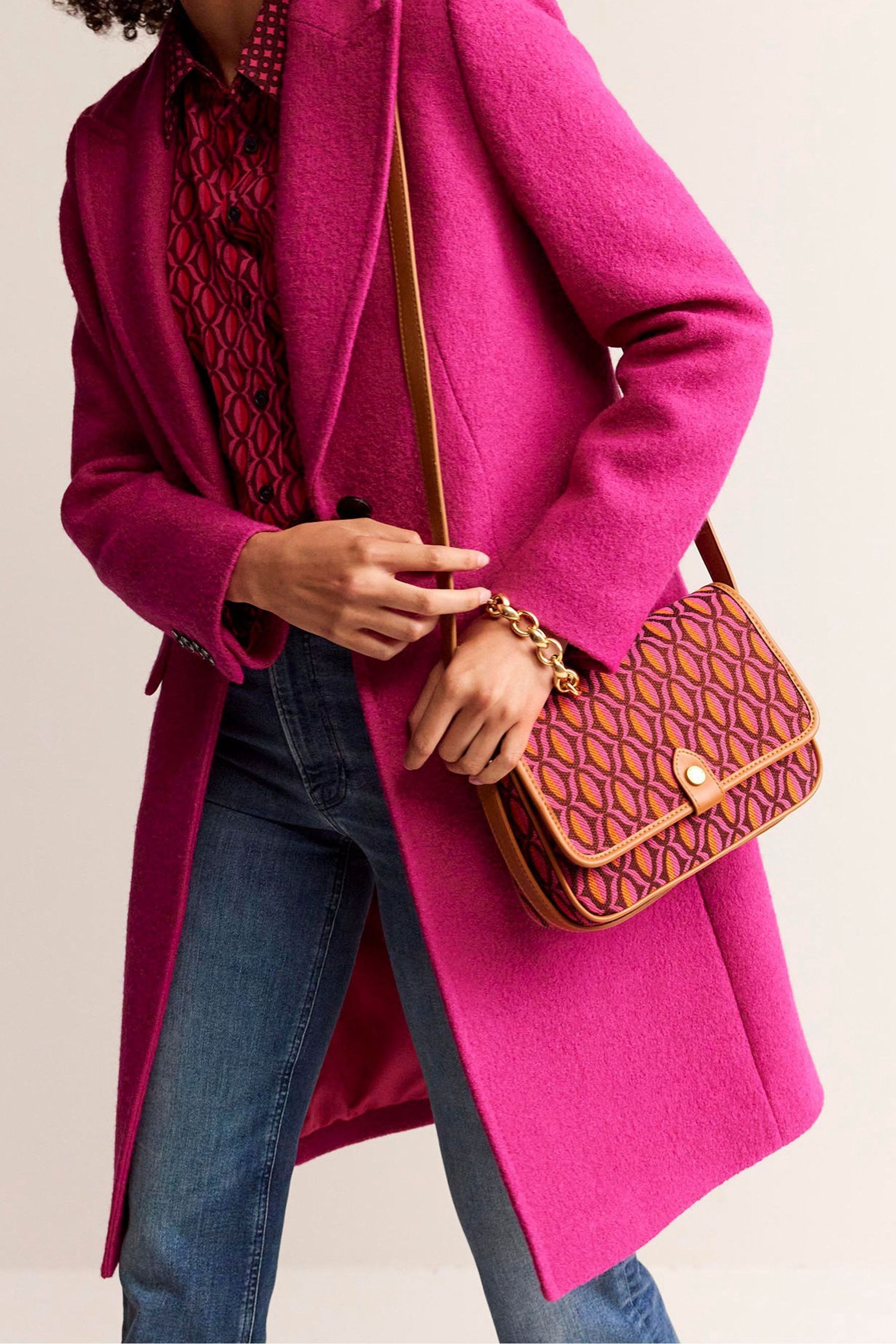 Buy Boden Red White Print Structured Canvas Crossbody Bag from Next Luxembourg