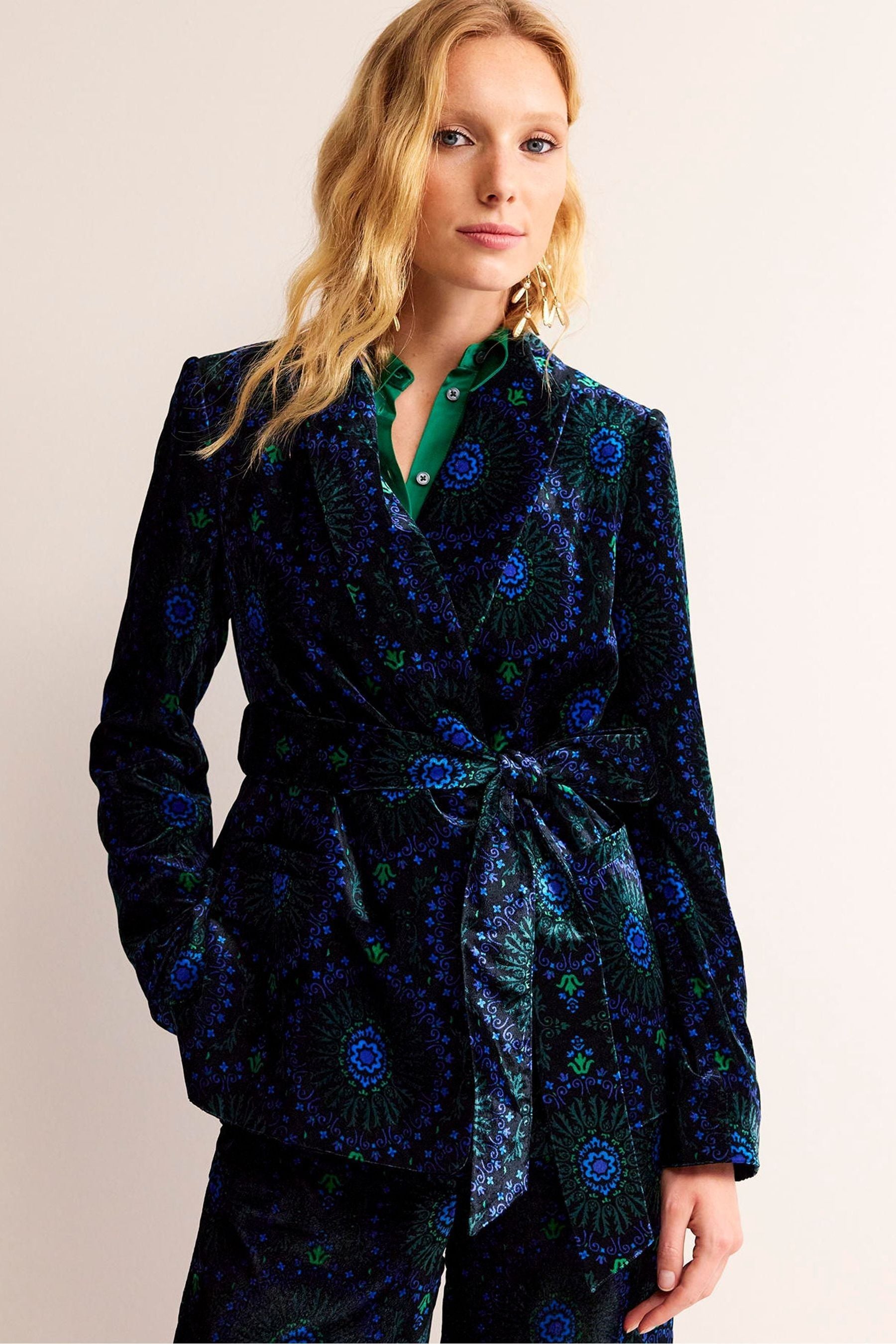 Boden velvet longline blazer 2025
