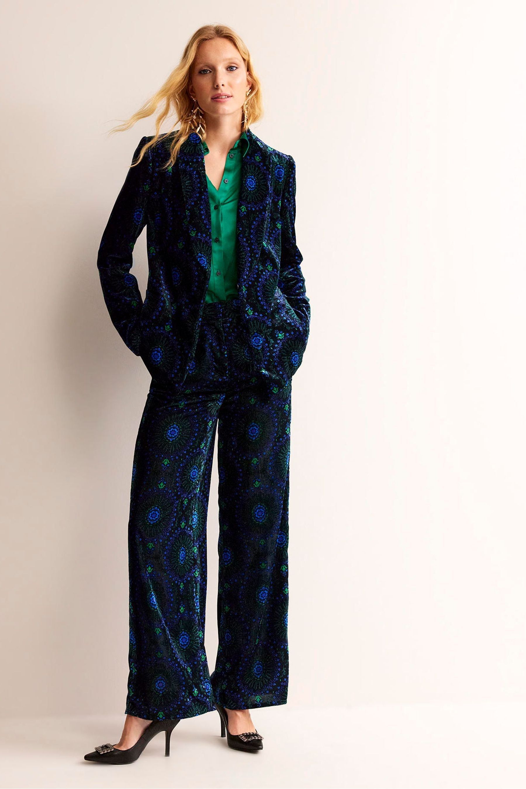 Buy Boden Blue Tie Waist Velvet Jacket from Next Luxembourg