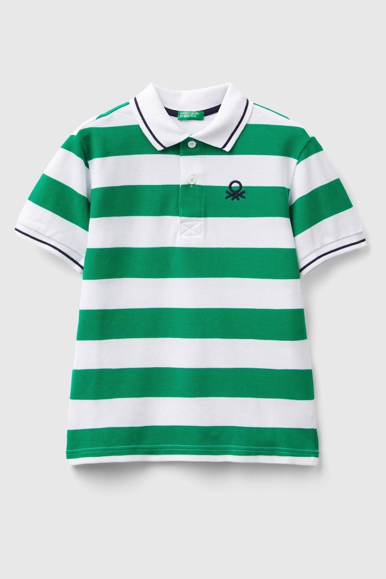 Benetton Boys Green 100% Cotton Polo Shirt - Image 1 of 3