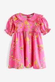 Bright Pink Short Sleeve Collar Dress (3mths-7yrs) - Image 5 of 7