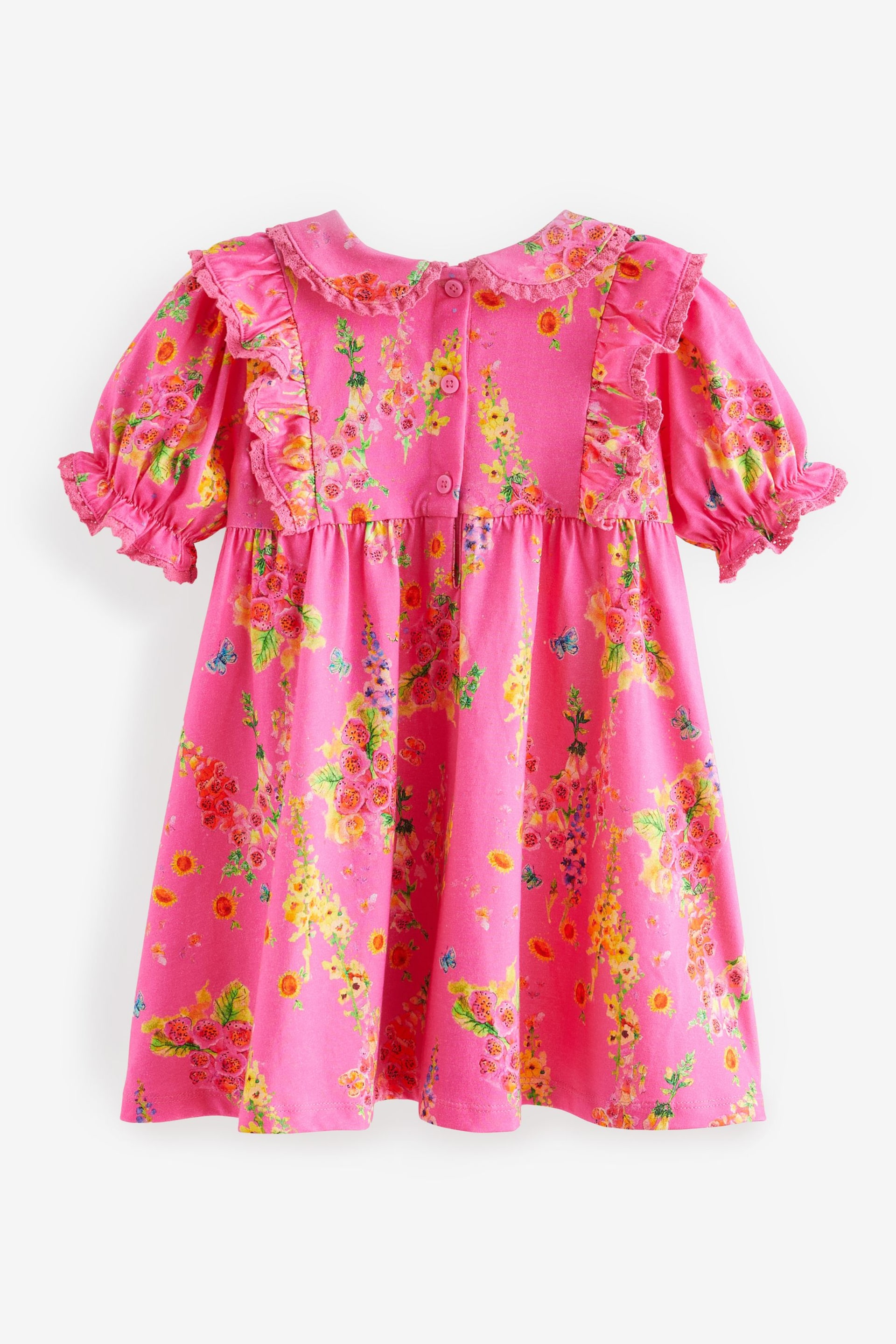Bright Pink Short Sleeve Collar Dress (3mths-7yrs) - Image 6 of 7