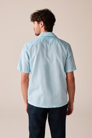 Light Blue Cuban Collar Linen Blend Short Sleeve Shirt - Image 3 of 7