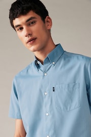 Dusky Blue Regular Fit Short Sleeve Easy Iron Button Down Oxford Shirt - Image 3 of 6