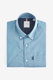 Dusky Blue Regular Fit Short Sleeve Easy Iron Button Down Oxford Shirt - Image 4 of 6