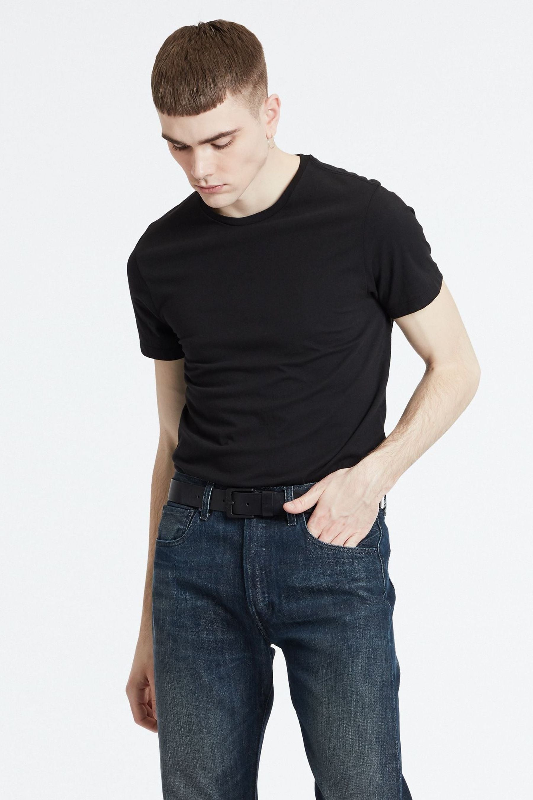 Buy Levi s Black Slim 100 Cotton Crewneck T Shirts 2 Packs from Next Luxembourg