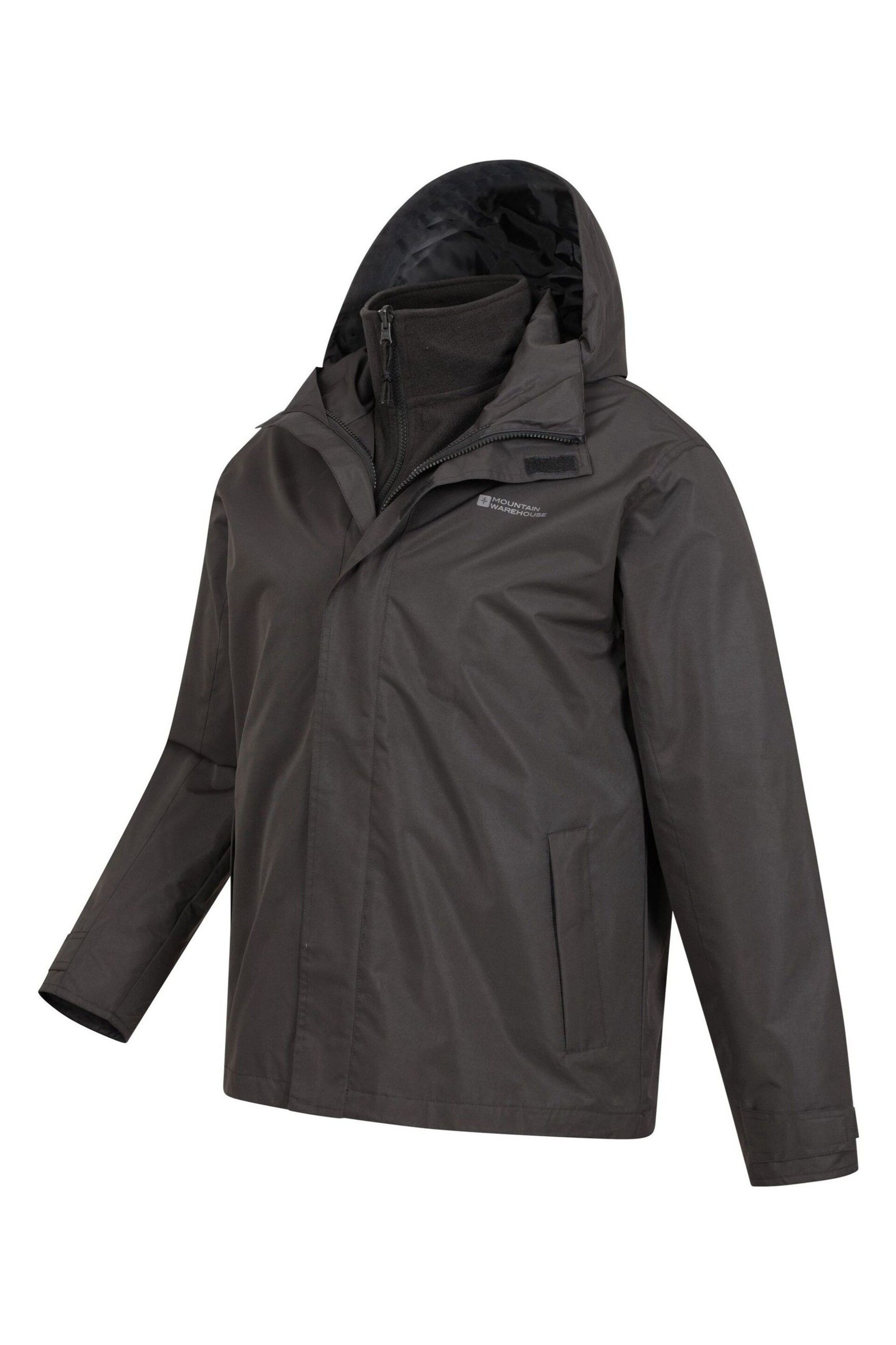 Mountain Warehouse Black Fell Mens 3 in 1 Water Resistant Jacket - Image 2 of 5