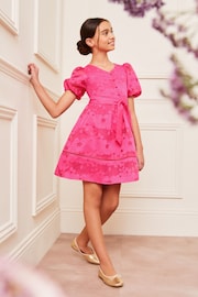 Lipsy Pink Puff Sleeve Occasion Dress (5-16yrs) - Image 3 of 4