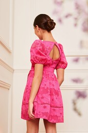 Lipsy Pink Puff Sleeve Occasion Dress (5-16yrs) - Image 4 of 4