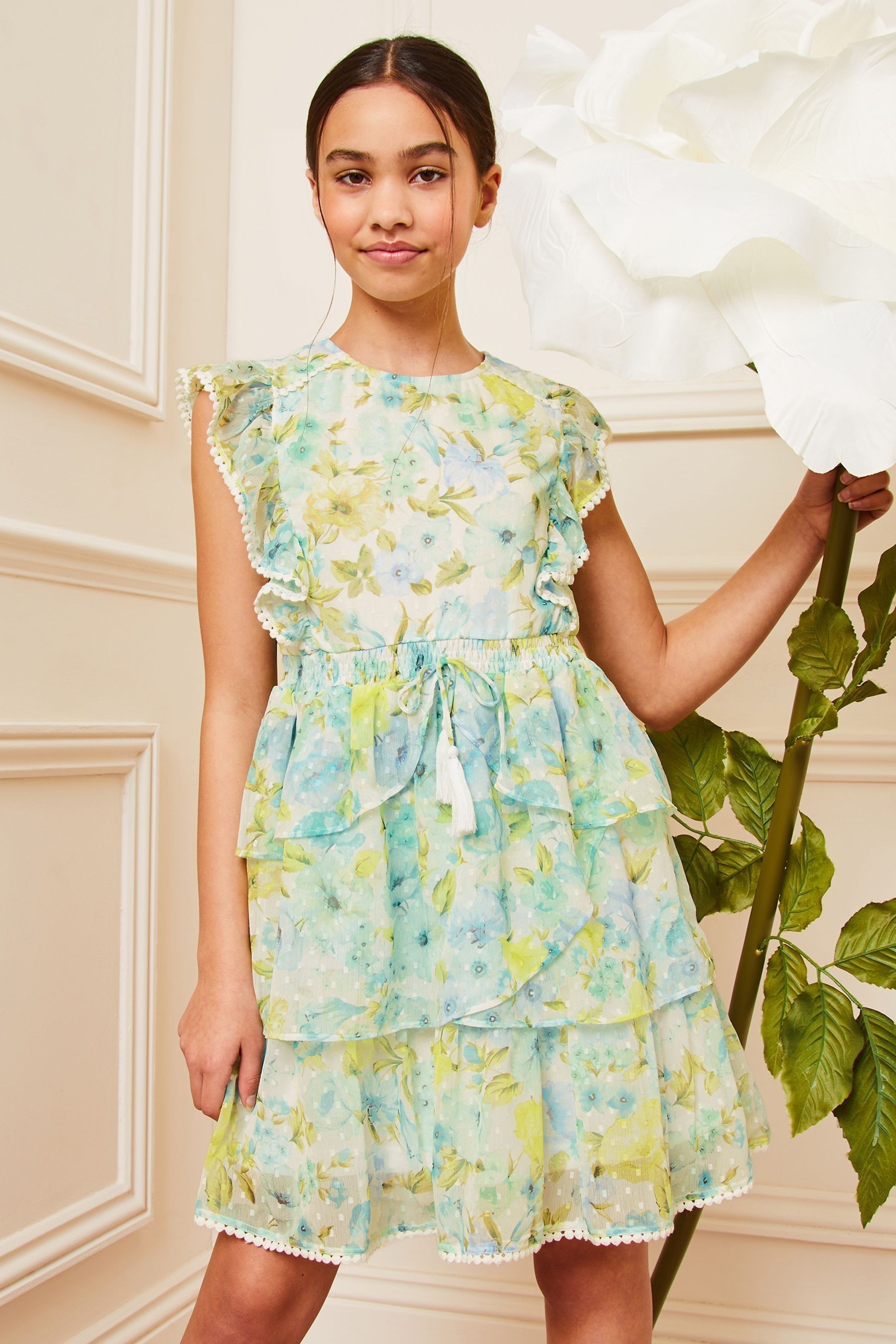 Flower chiffon dress hot sale