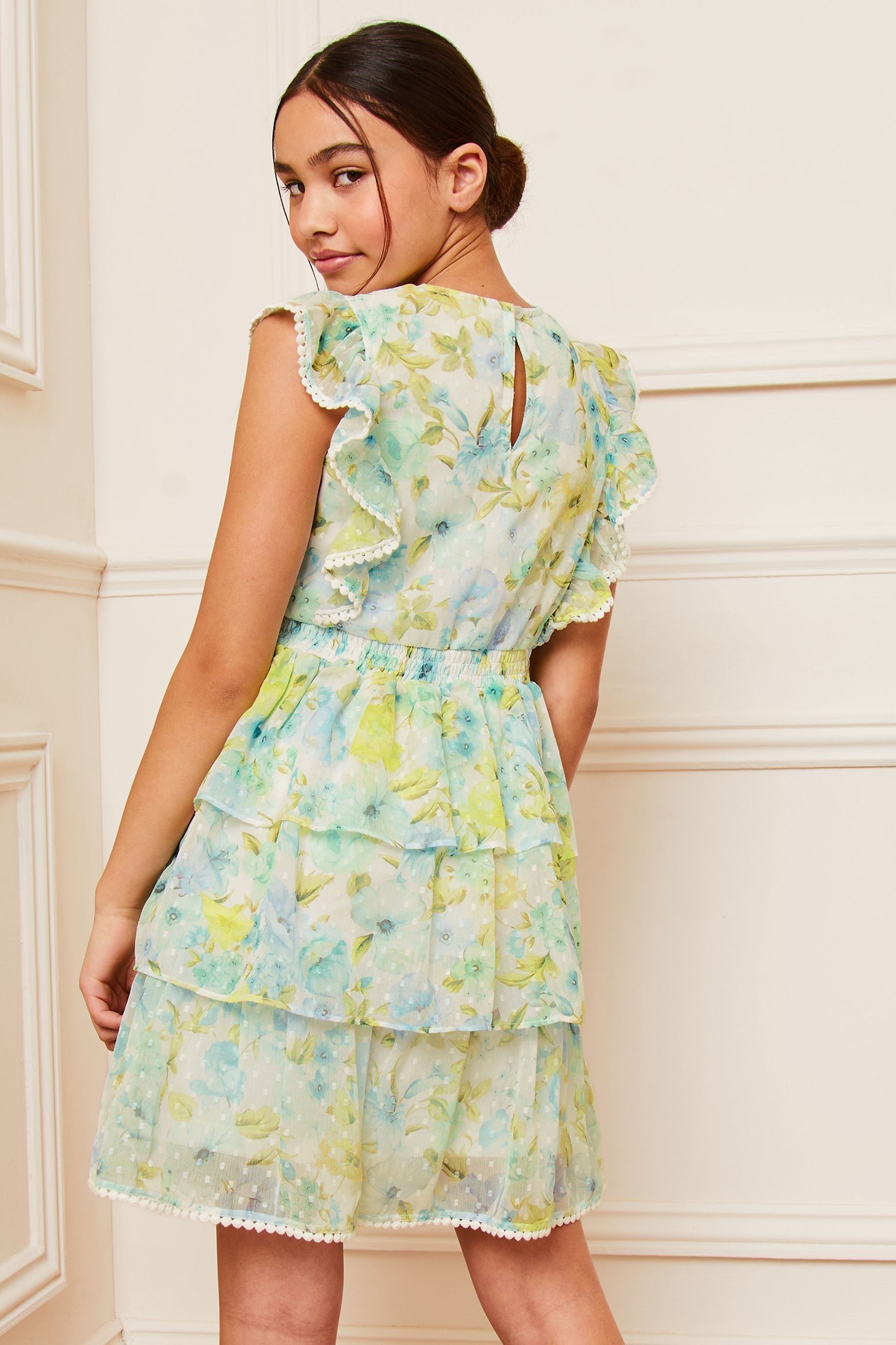 Chiffon ruffle mini dress on sale