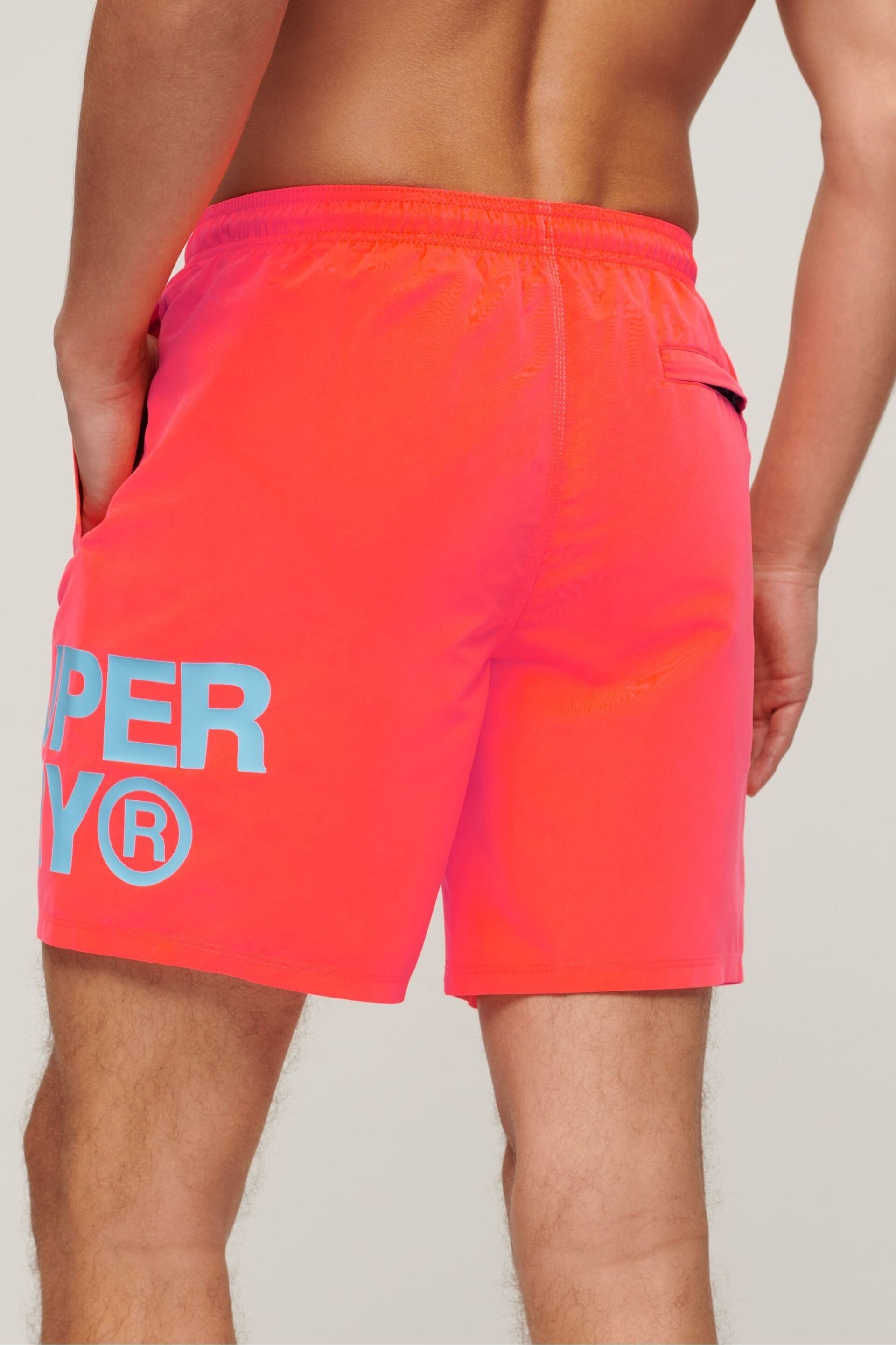 Superdry Pink Sportswear Logo 17-inch Recycled Swim Shorts - Image 2 of 4